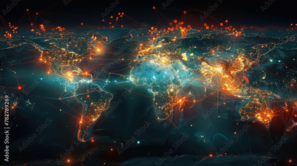 Aufkleber illuminated global cloud network visualizing worldwide connectivity and digital infrastructure