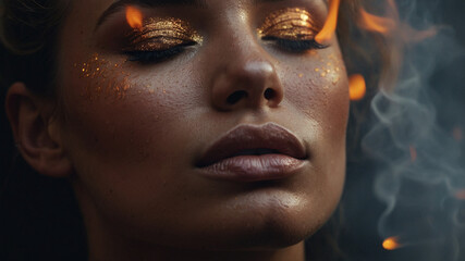 Ethereal Embers A Mesmerizing Portrait of Serenity Amidst Flames in 8K