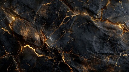 Luxurious black marble texture with golden veins, evoking elegance and high-end design.