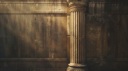 Single classic column against a textured backdrop, symbolizing strength and architectural beauty.