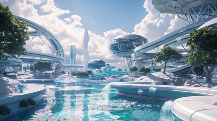 Futuristic representation of water park
