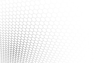 Abstract background consisting of hexagonal shapes with vanishing effect and transparency. Dimension distortion. Background with transparency effect. Abstract disappearing background. - obrazy, fototapety, plakaty