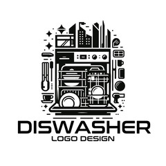 Fototapeta premium Dishwasher Vector Logo Design