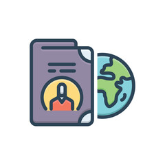 Color illustration icon for immigration - obrazy, fototapety, plakaty