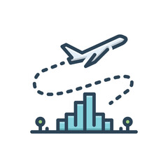 Color illustration icon for flight