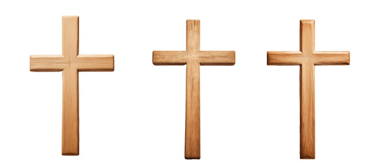old wooden cross isolated on transparent background