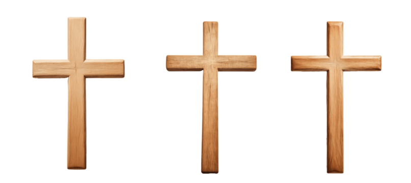 old wooden cross isolated on transparent background