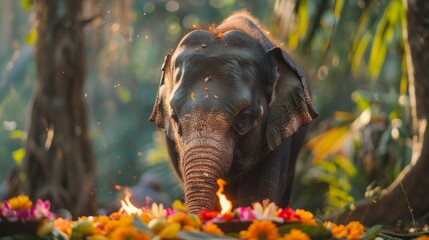The gentle eyes of a young elephant - obrazy, fototapety, plakaty
