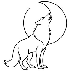 illustration of a dog with moon