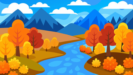 Fototapeta na wymiar autumn landscape with trees and mountains