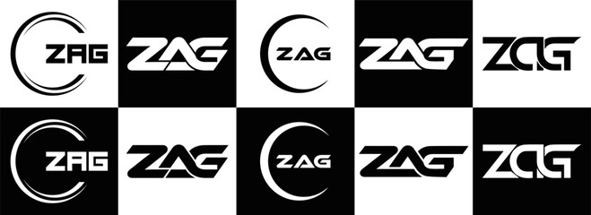 ZAG logo. Z A G design. White ZAG letter. ZAG, Z A G letter logo design. Initial letter ZAG linked circle uppercase monogram logo. Z A G letter logo vector design. top logo, Most Recent, Featured,