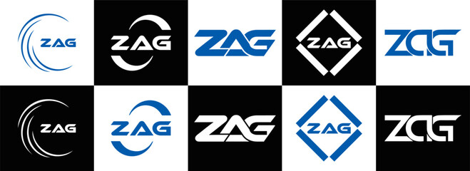 ZAG logo. Z A G design. White ZAG letter. ZAG, Z A G letter logo design. Initial letter ZAG linked circle uppercase monogram logo. Z A G letter logo vector design. top logo, Most Recent, Featured,