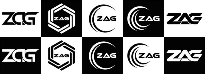 ZAG logo. Z A G design. White ZAG letter. ZAG, Z A G letter logo design. Initial letter ZAG linked circle uppercase monogram logo. Z A G letter logo vector design. top logo, Most Recent, Featured,