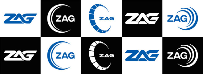 ZAG logo. Z A G design. White ZAG letter. ZAG, Z A G letter logo design. Initial letter ZAG linked circle uppercase monogram logo. Z A G letter logo vector design. top logo, Most Recent, Featured,