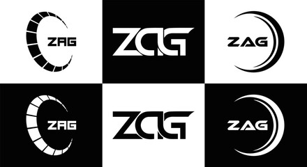 ZAG logo. Z A G design. White ZAG letter. ZAG, Z A G letter logo design. Initial letter ZAG linked circle uppercase monogram logo. Z A G letter logo vector design. top logo, Most Recent, Featured,