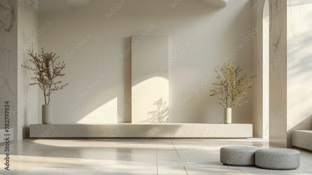 Poster minimalist d rendered display of modern simplicity in an elegant interior setting