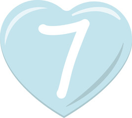 heart sticker with number 7, Great for birthday parties, anniversary, bullet point, icon, greetings ,calendar, cards,