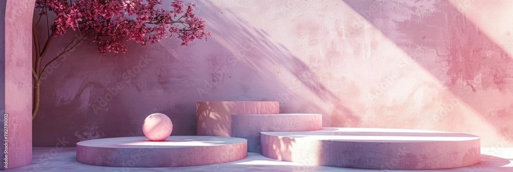 Poster pastel podium in minimalist d scene highlights product with gradient lighting and reflection