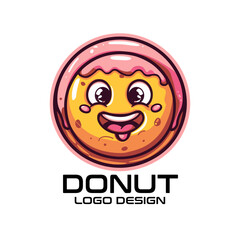 Donut Cartoon Vector Logo Design