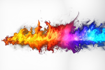 Foto op Canvas Colorful rainbow color transparent realistic burning fire flame, fire flame transparent background png file, realistic fire effect, Generative AI © ftlupuper