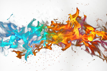 Colorful rainbow color transparent realistic burning fire flame, fire flame transparent background png file, realistic fire effect, Generative AI - obrazy, fototapety, plakaty