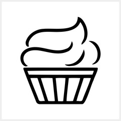 Cake icon isolated. Doodle cake for birthday celebration. Coloring page book. Engraving Vector stock illustration. EPS 10