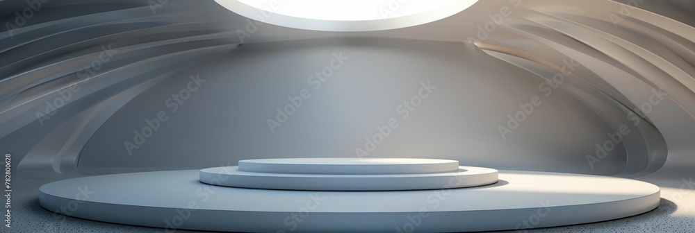Poster sleek d rendered abstract platform for unique product showcases in a futuristic environment
