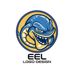 Eel Cartoon Vector Logo Design