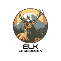 Elk Cartoon Vector Logo Design