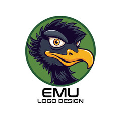 Emu Cartoon Vector Logo Design