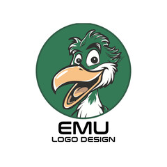 Emu Cartoon Vector Logo Design