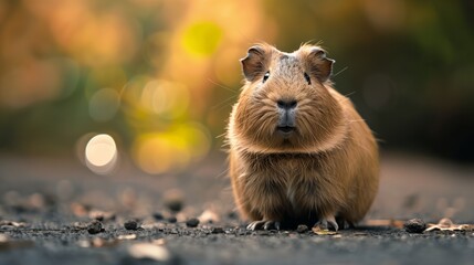 Create an adorable image featuring a guinea pig, showcasing its full body and capturing its charming and gentle nature.  