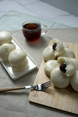 steamed bun with red bean paste filling