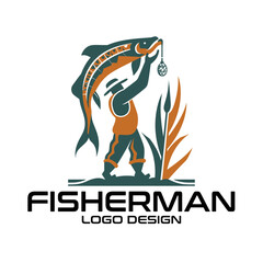 Fisherman Vector Logo Design