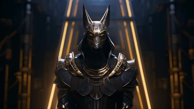Anubis, god of ancient Egypt. The ancient Egyptian god of death and the world of the dead. Ai-generated.