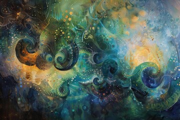 Dynamic patterns emerge from chaos, coalescing into a harmonious composition that speaks to the inherent order of the universe.