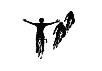 Bicycle racing. Vector silhouettes
