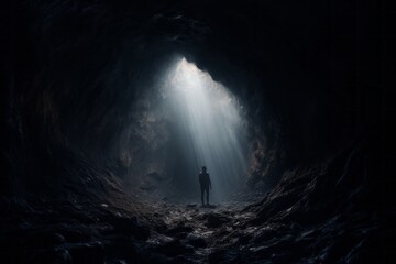 Isolation in Dark Cave - obrazy, fototapety, plakaty