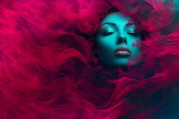 A vibrant magenta and teal background with contrast