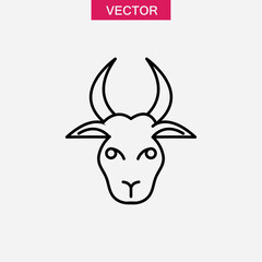 Goat head line icon, vector flat liner animal head illustration for web app..eps