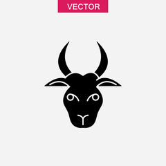 Goat head vector flat illustration, vector black animal head flat symbol for web app..eps