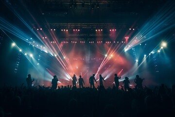 Fototapeta premium Dynamic stage lights illuminating a live concert