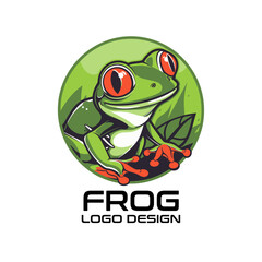 Frog Cartoon Vector Logo Design