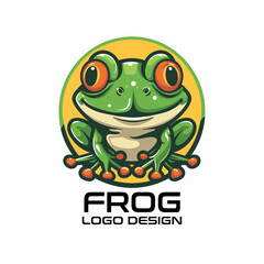 Frog Cartoon Vector Logo Design