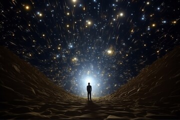 Fototapeta premium The universe's secrets and a man