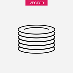 Plates, dishes line icon, outline illustration for web and app..eps
