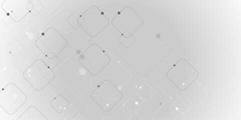 vector background abstract technology communication data Science. Grey graphic background dots with connections technologies and sharing data as abstract concept.  - obrazy, fototapety, plakaty