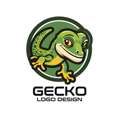Gecko Cartoon Vector Logo Design