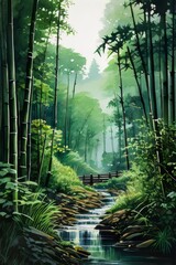 Fototapeta premium bamboo forest, capturing the elegance of the tall stalks and the intricate patterns of their naturally