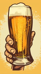 A hand holding a glass of beer